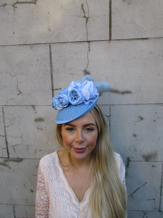 Baby Blue Floral Fascinator Hat