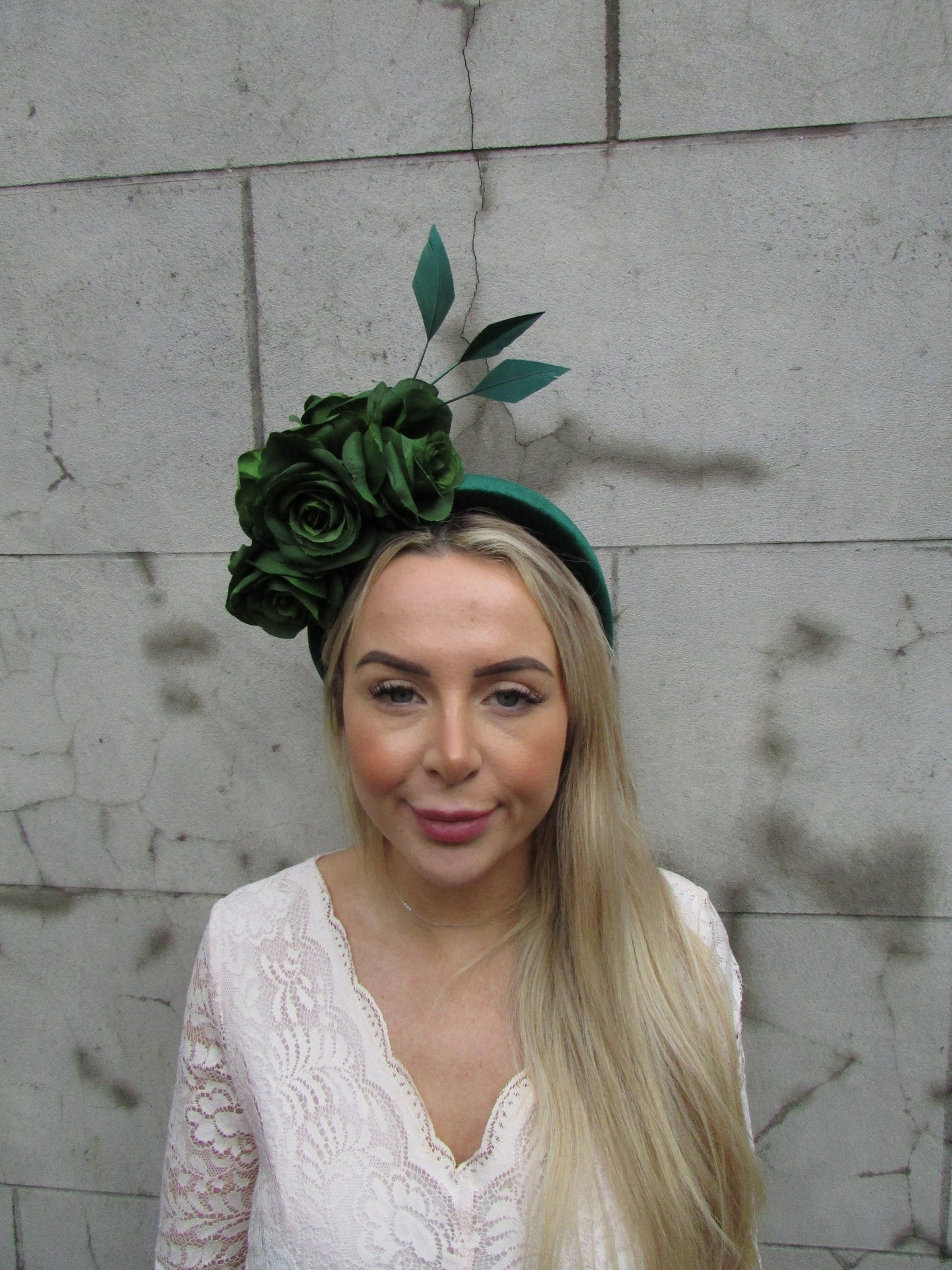 Dark Green Flower Fascinator