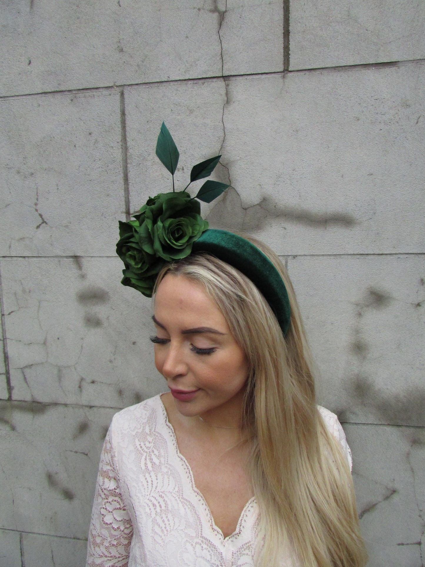 Dark Green Flower Fascinator