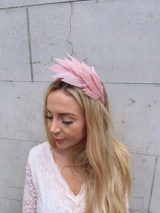 Dusky Pink Feather Fascinator Headband