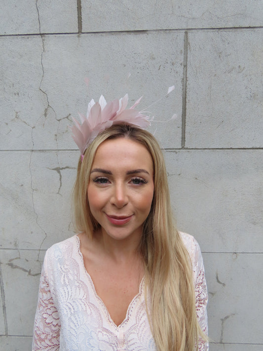 Dusky Blush Pink Feather Headband