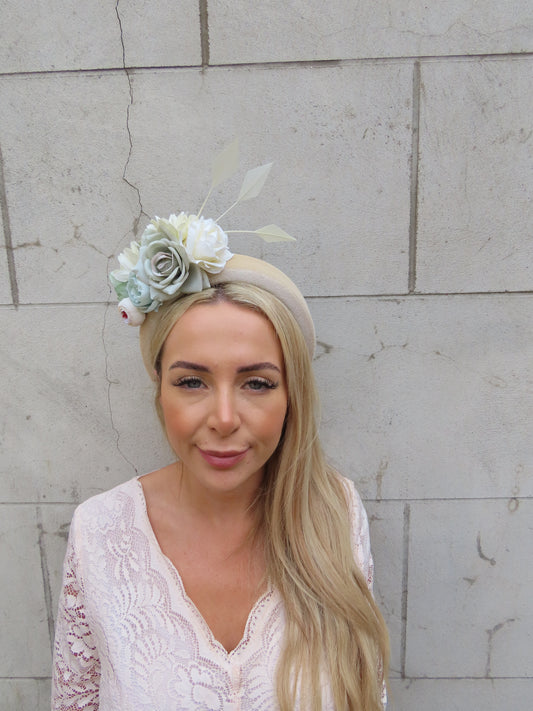 Cream & Sage Fascinator Headband