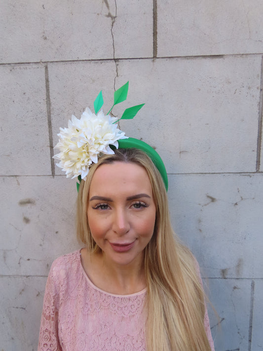 Emerald & Ivory Flower Headpiece