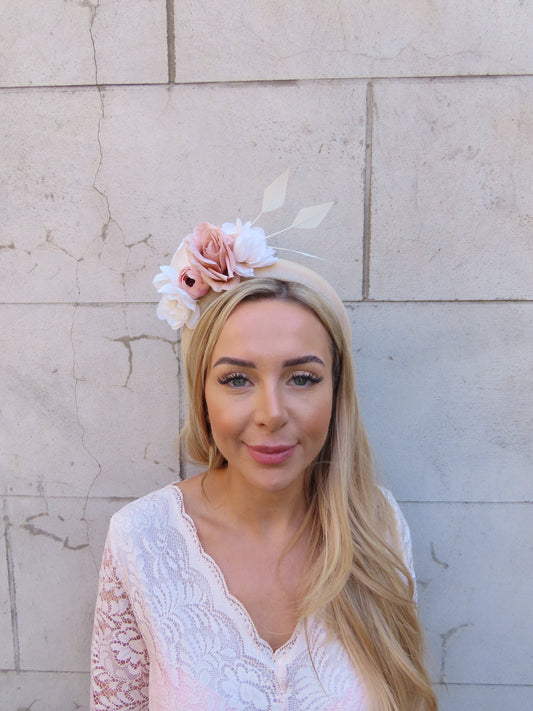 Cream & Beige Flower Headband