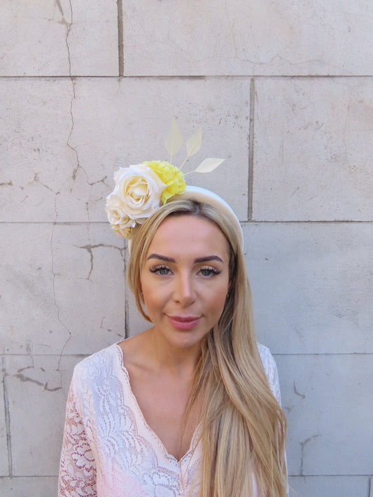 Cream Champagne & Lemon Flower Headband