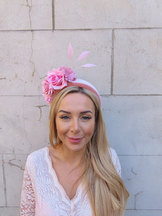 Dusky Pink Flower Fascinator