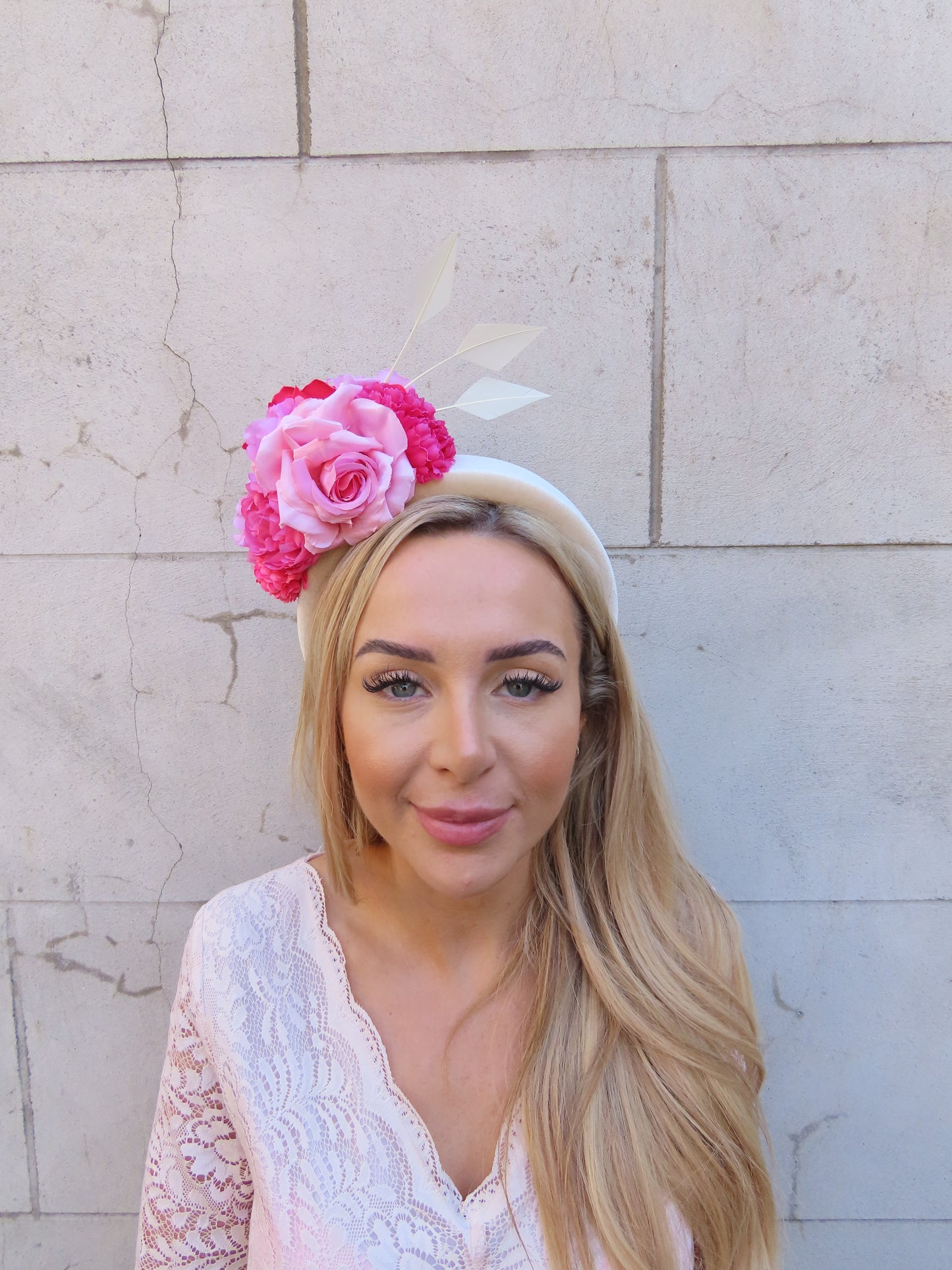 Cream Champagne & Pink Padded Headband