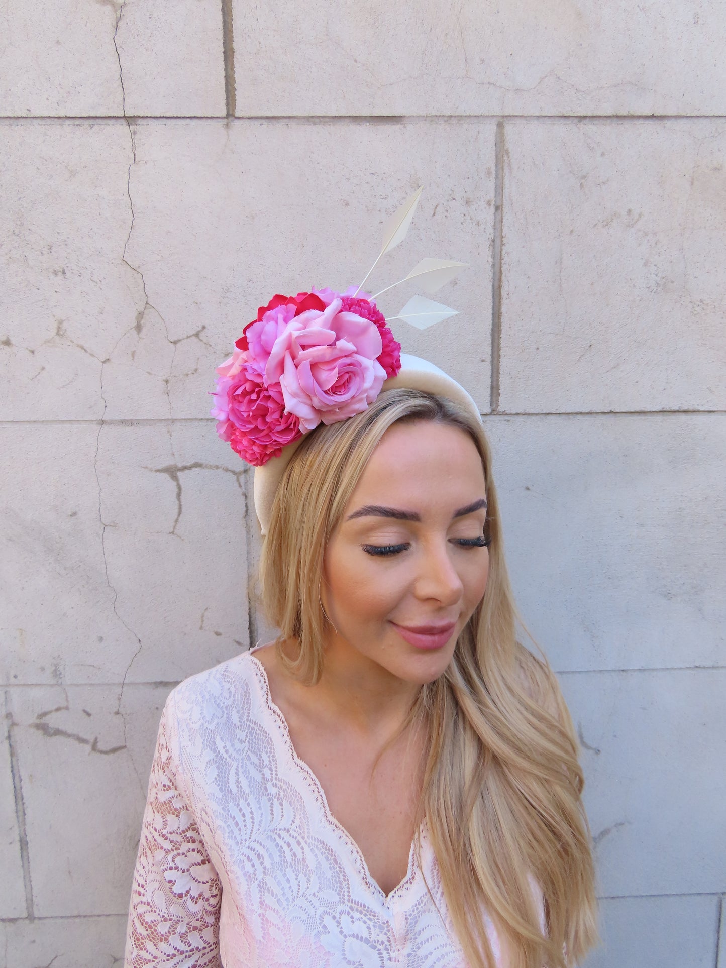 Cream Champagne & Pink Padded Headband