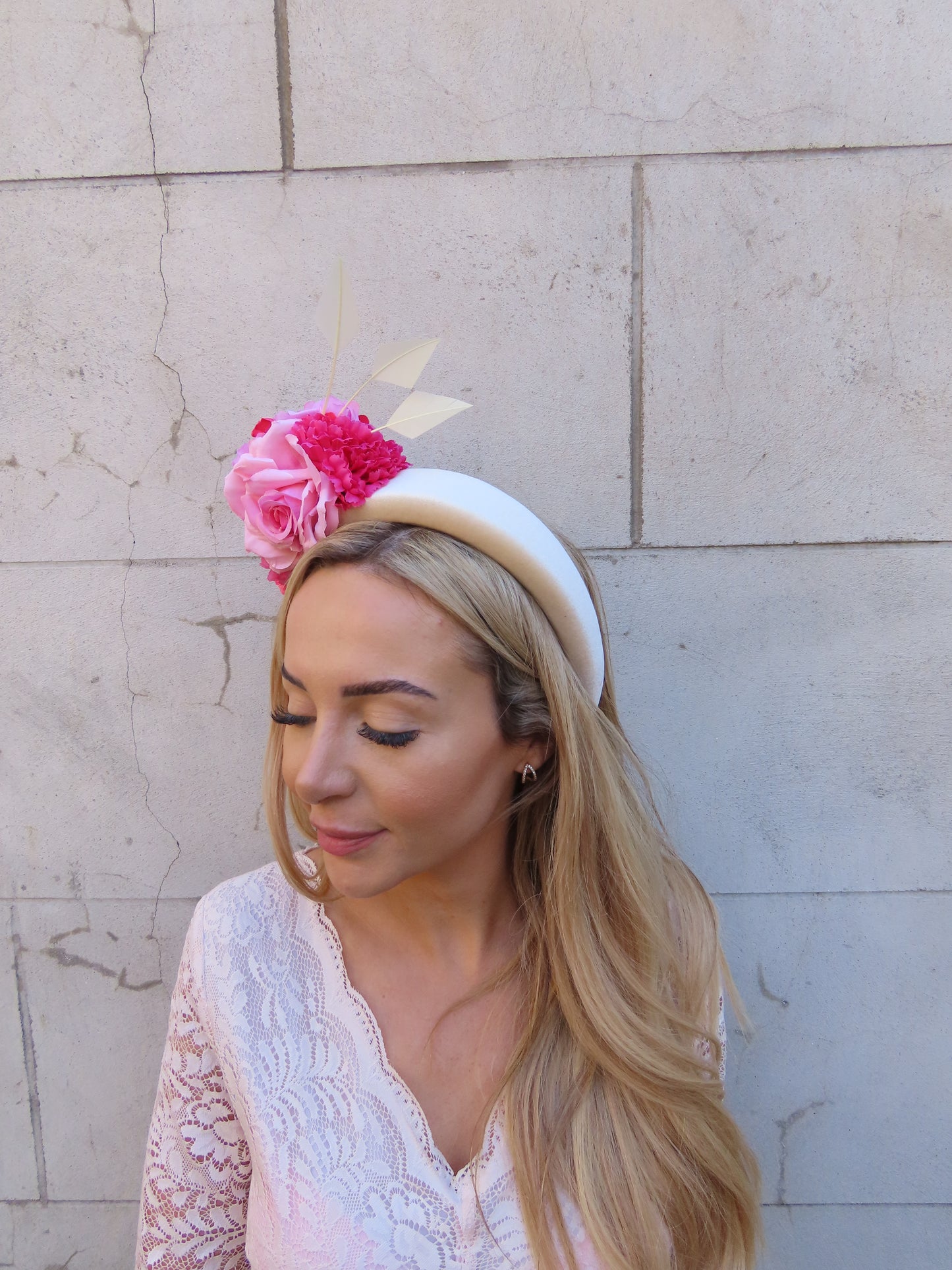 Cream Champagne & Pink Padded Headband