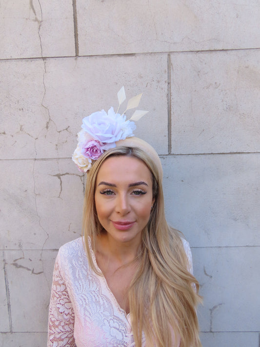 Cream & Lilac Flower Headband