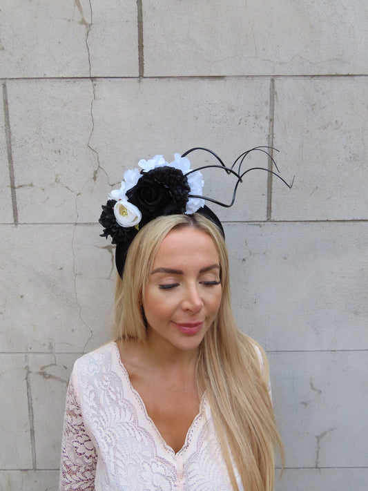 Black & White Flower Headpiece