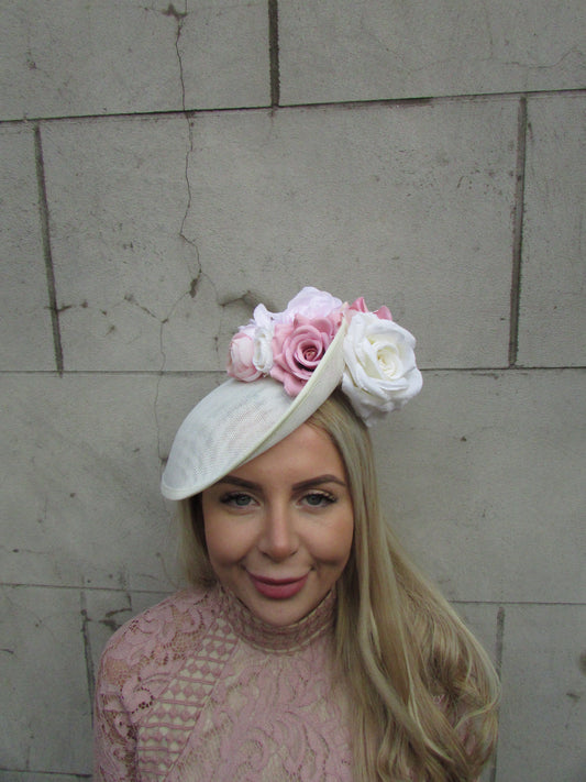 Cream & Blush Pink Floral Disc Hatinator