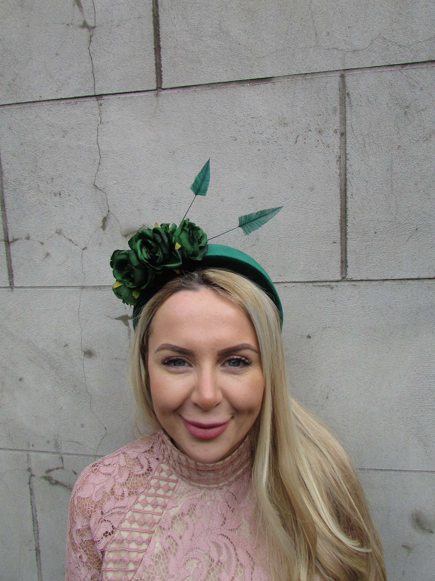 Dark Green Flower Fascinator