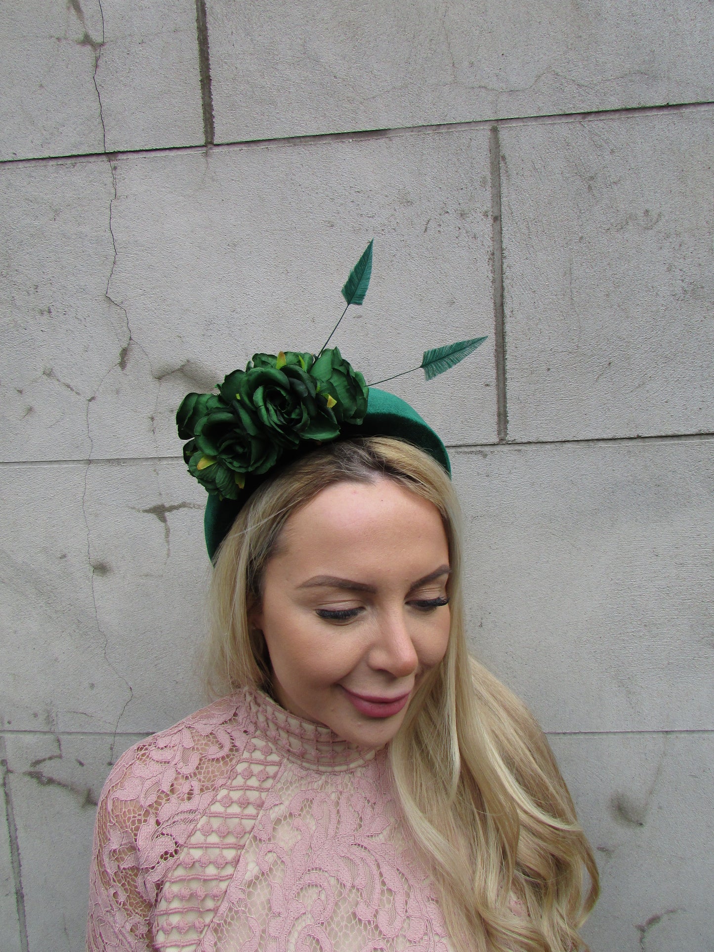 Dark Green Flower Fascinator