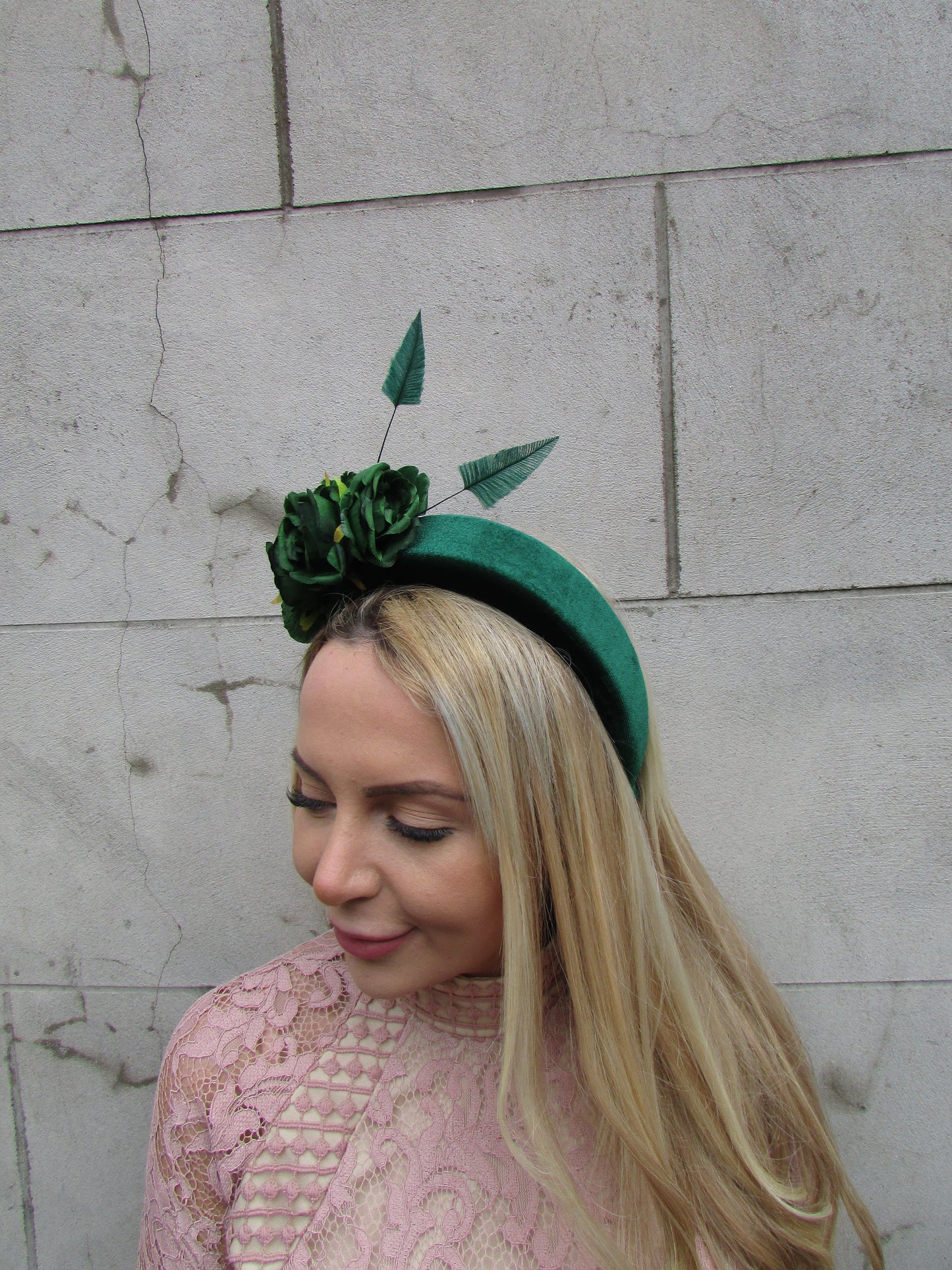 Dark Green Flower Fascinator