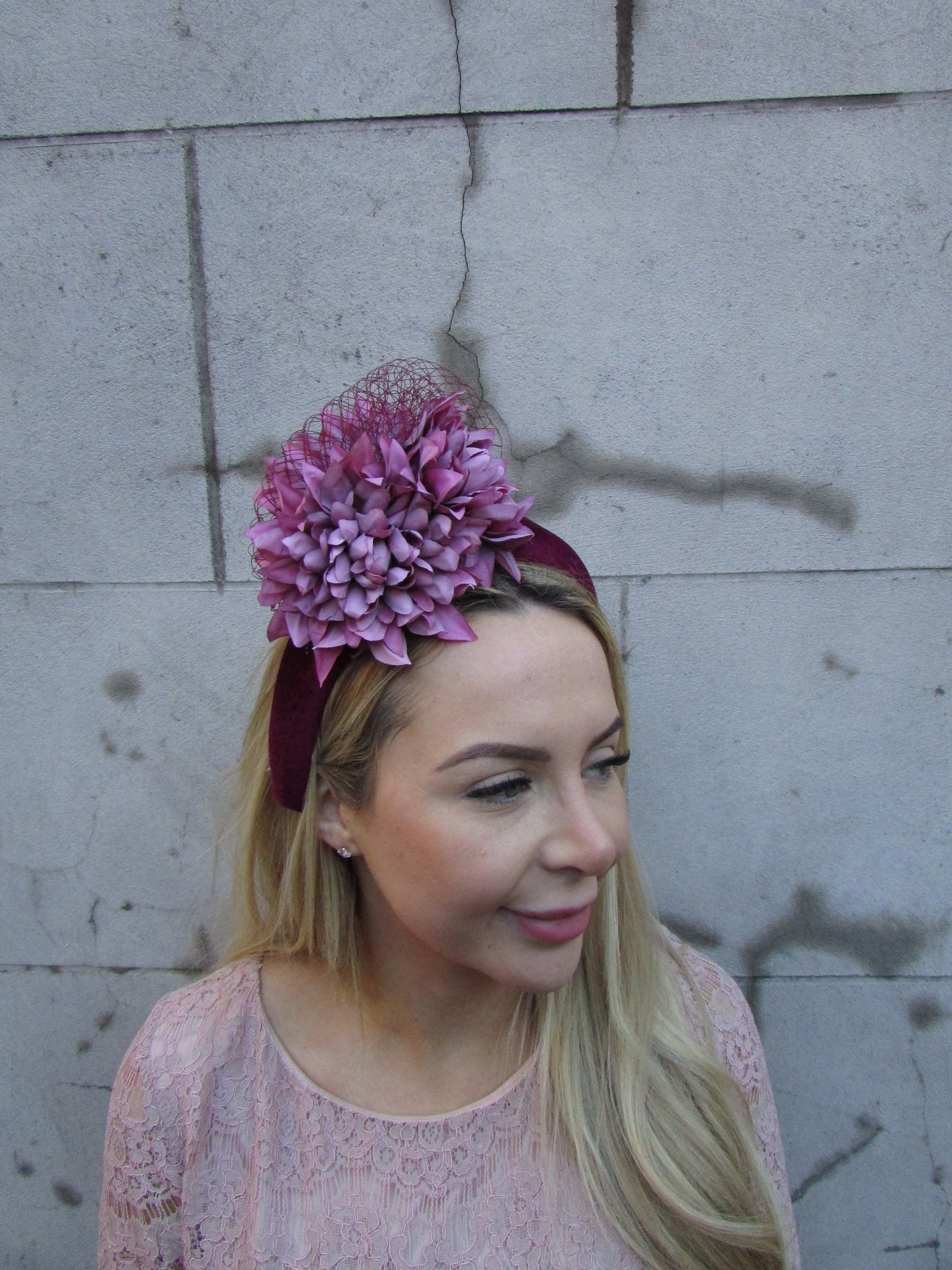 Burgundy & Mulberry Padded Headband Fascinator