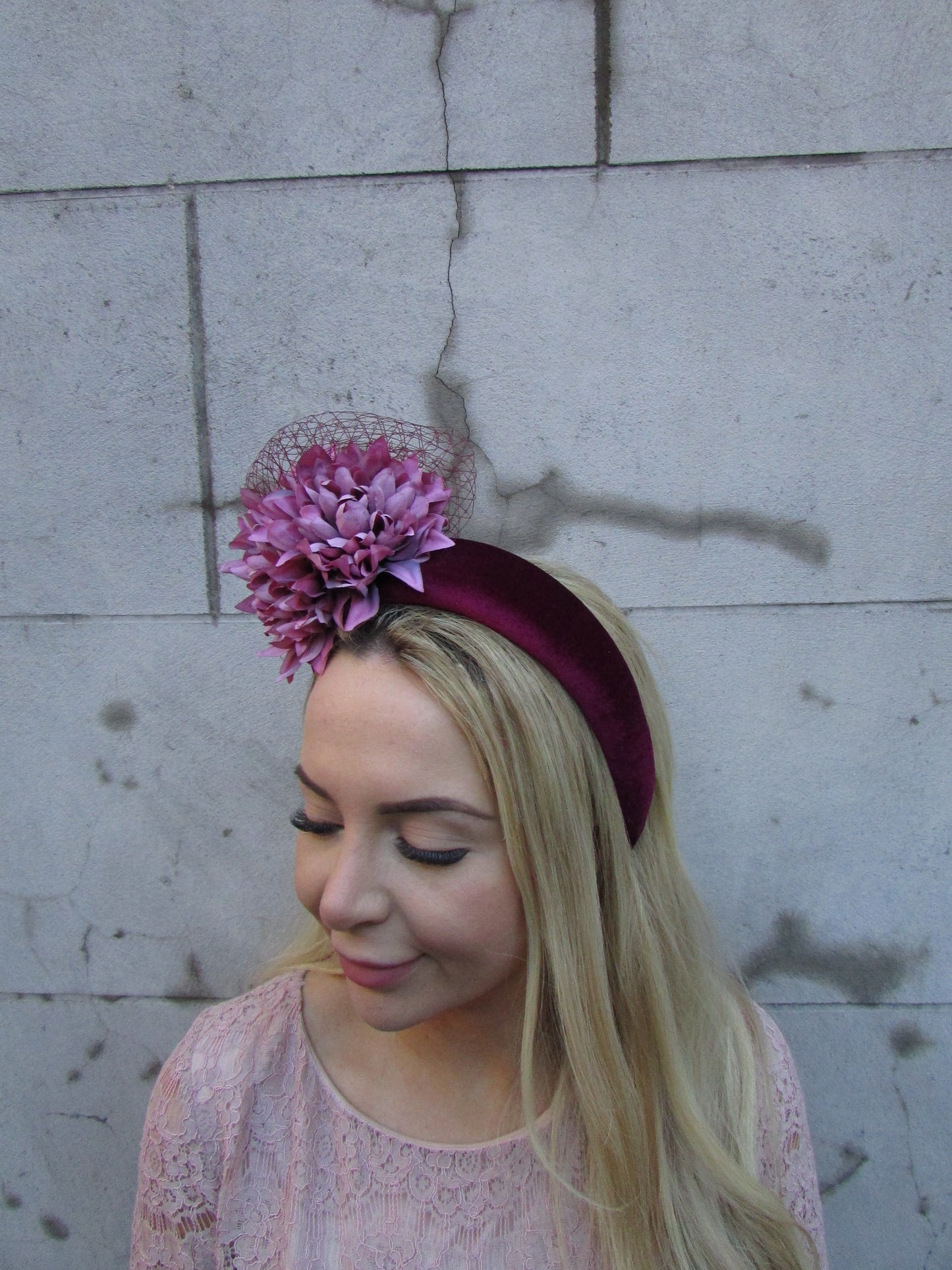 Burgundy & Mulberry Padded Headband Fascinator