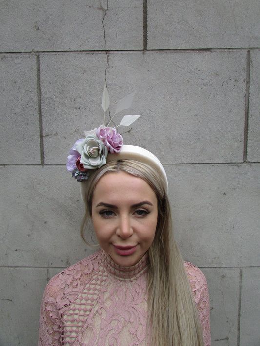 Cream Mauve & Sage Fascinator