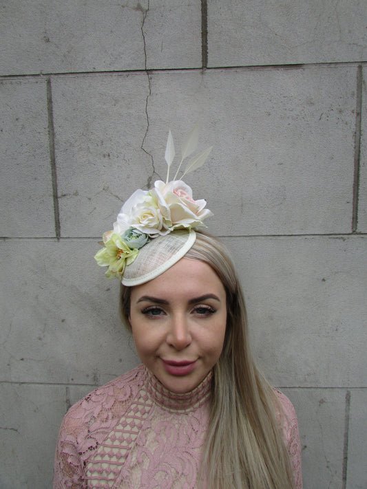 Cream & Pastel Floral Fascinator Hat