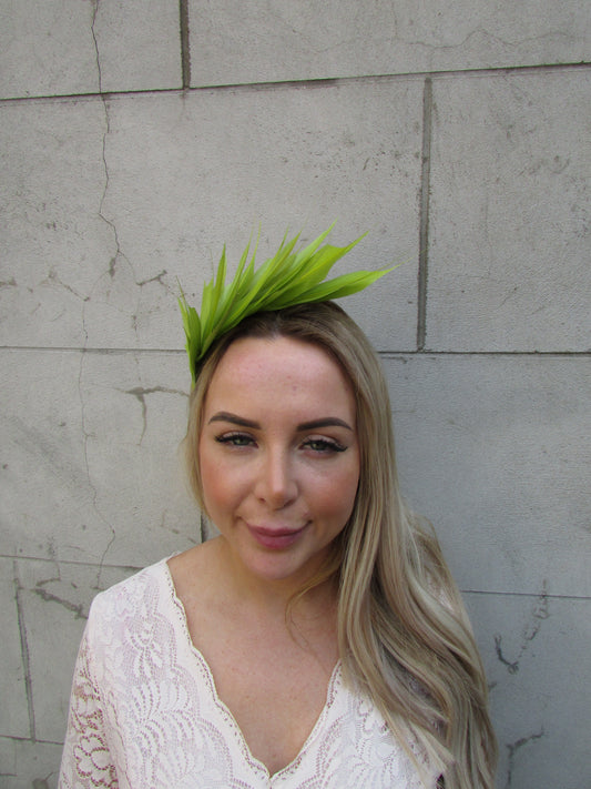 Chartreuse Feather Fascinator Headband