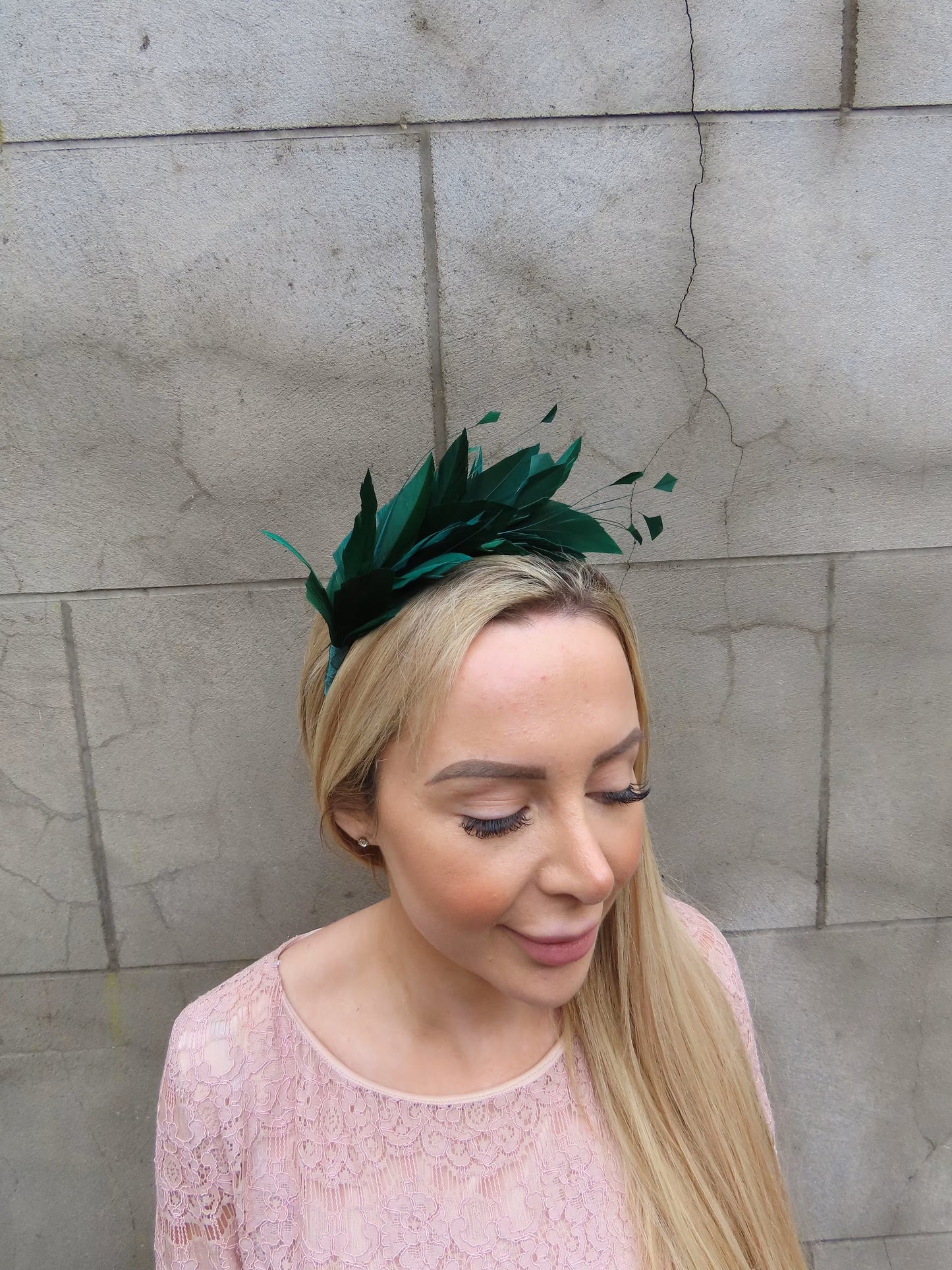 Bottle Green Feather Fascinator