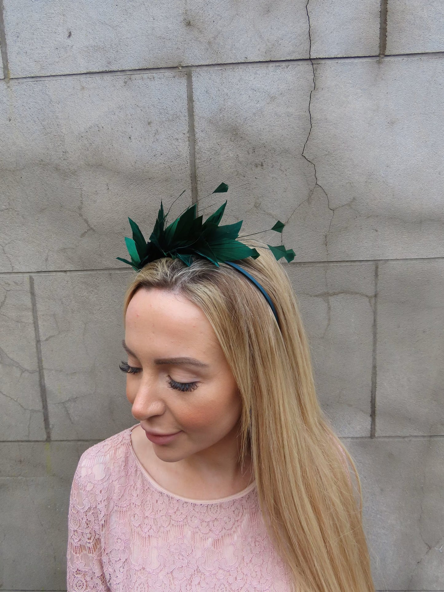 Bottle Green Feather Fascinator