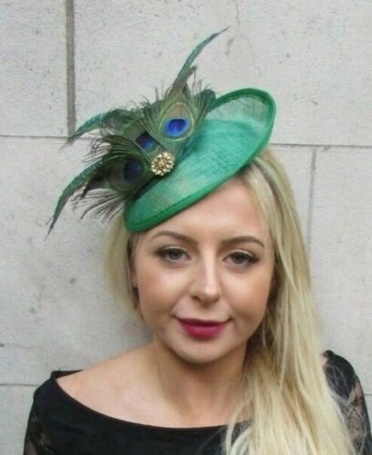 Emerald Green & Gold Peacock Hat