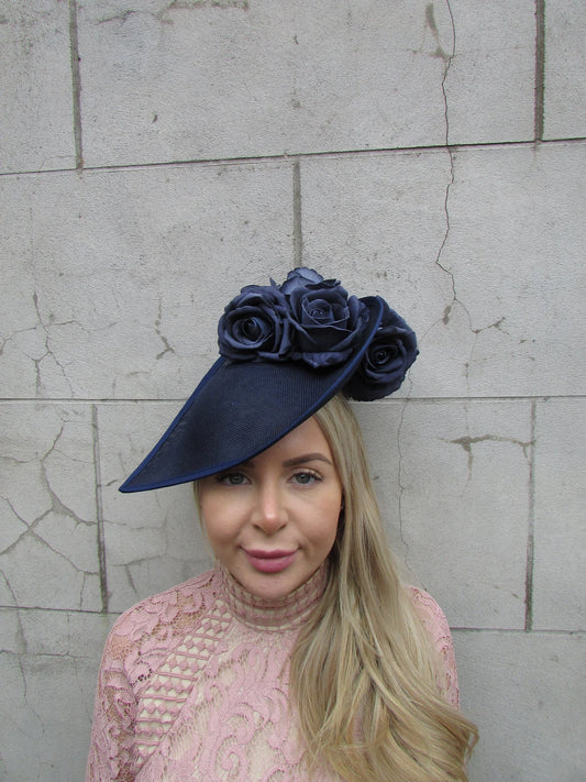 Dramatic Navy Blue Teardrop Hat