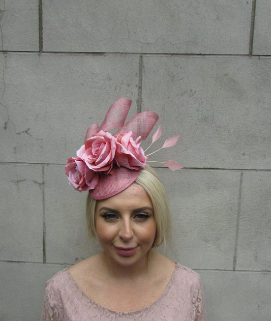 Dusky Pink Floral Fascinator Hat