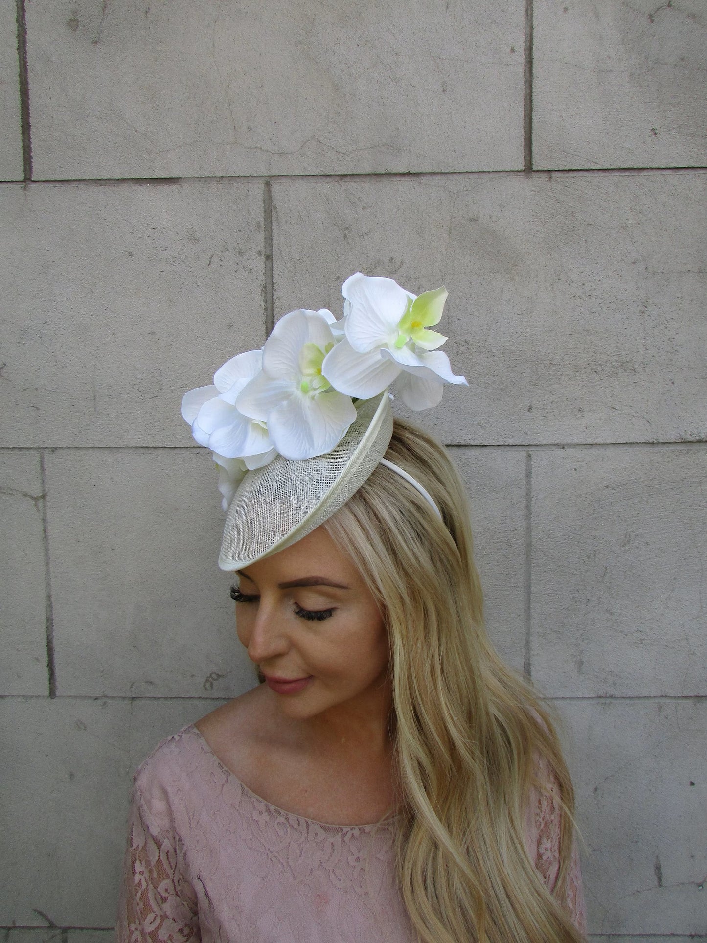 Cream Orchid Flower Fascinator Hat