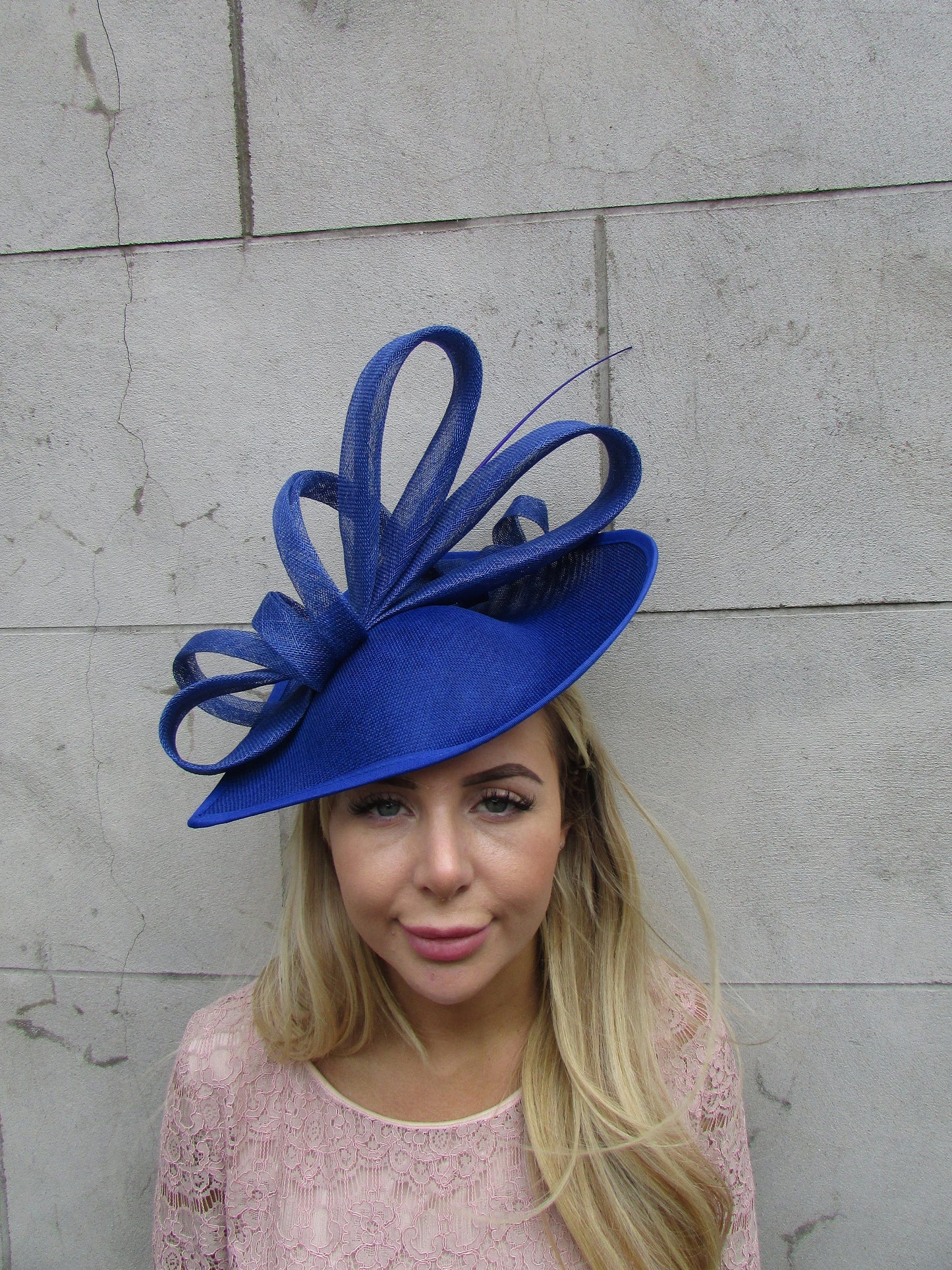 Large Royal Blue Fascinator Hat Teardrop C1e