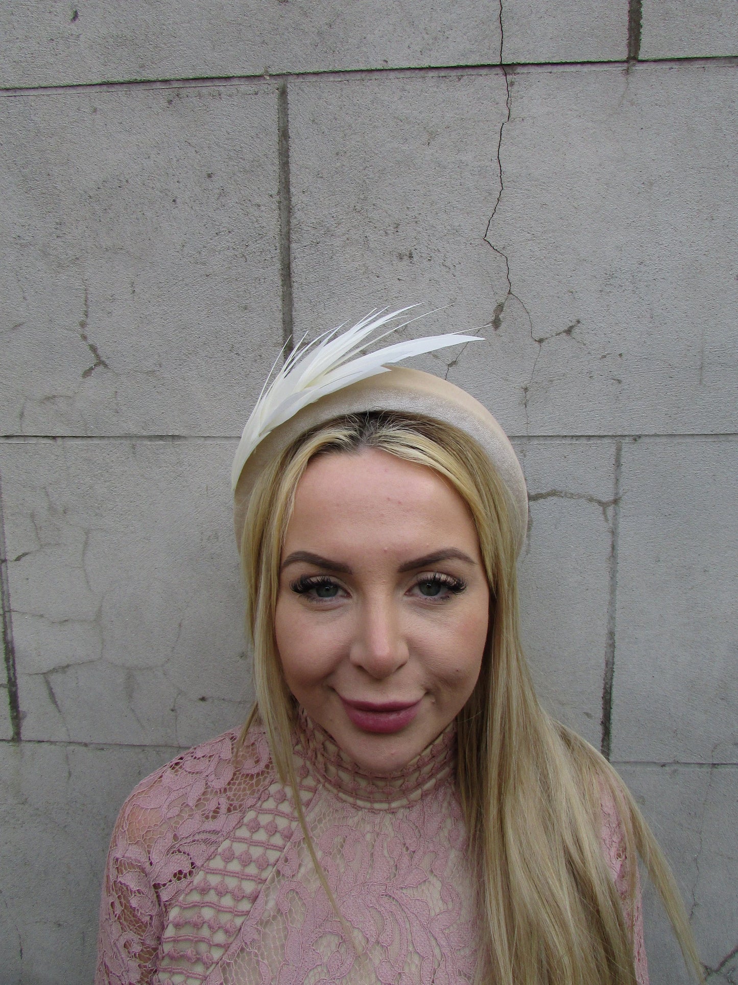 Cream Feather Padded Headband