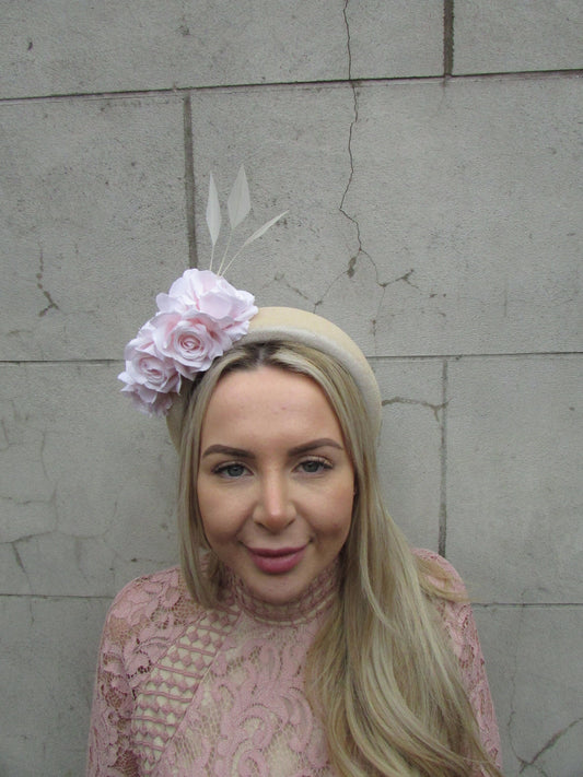 Cream & Blush Pink Rose Headpiece