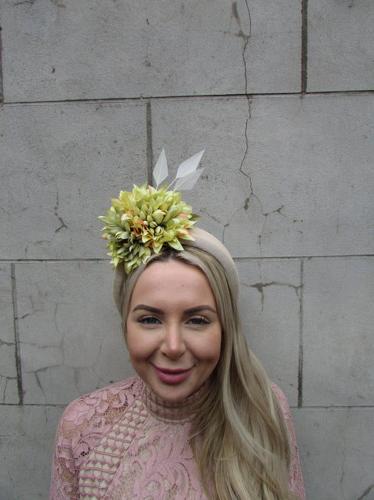 Cream & Lime Flower Headpiece