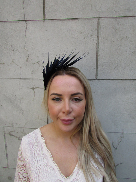 Dark Navy Blue Feather Fascinator