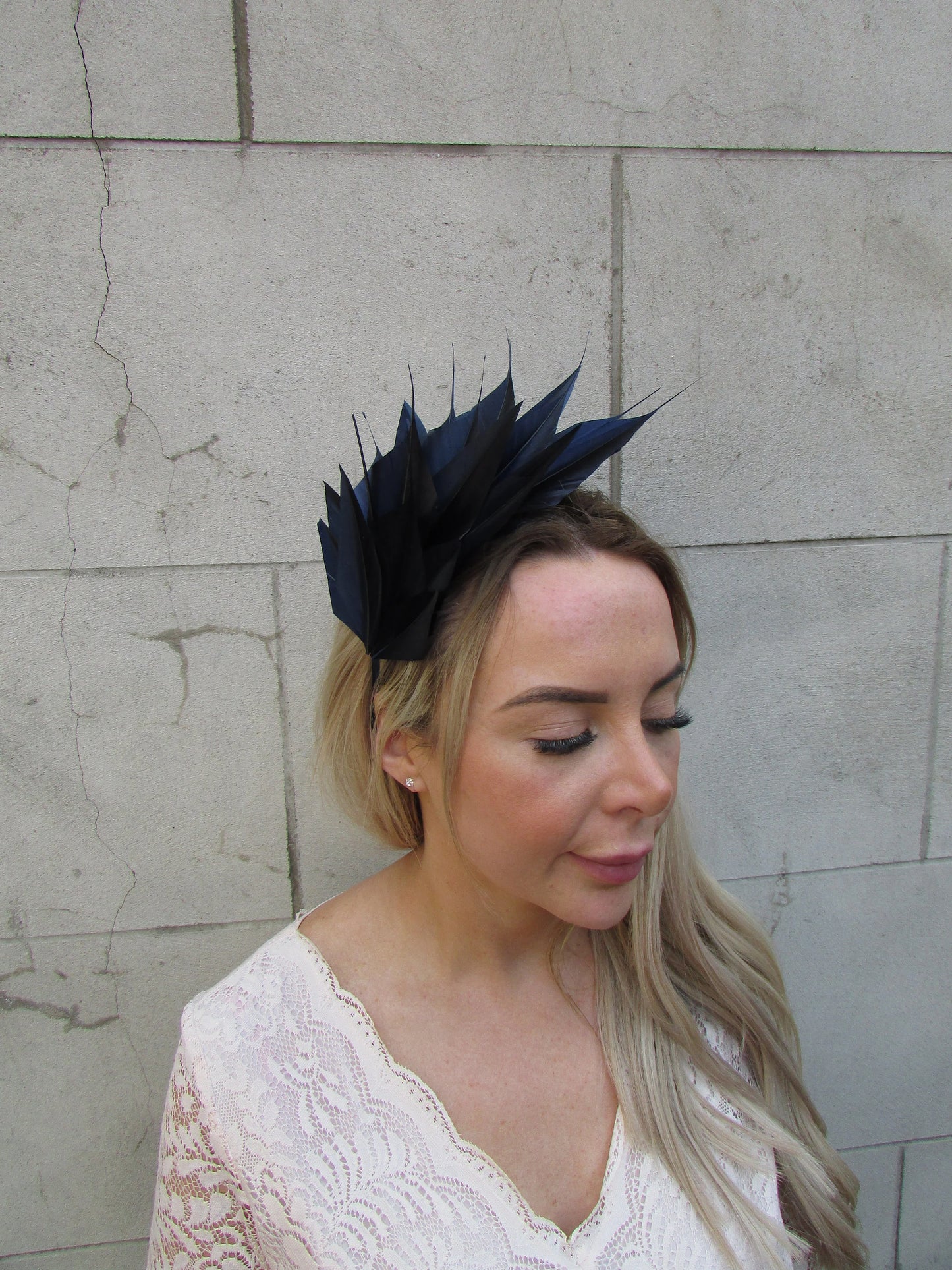 Dark Navy Blue Feather Fascinator