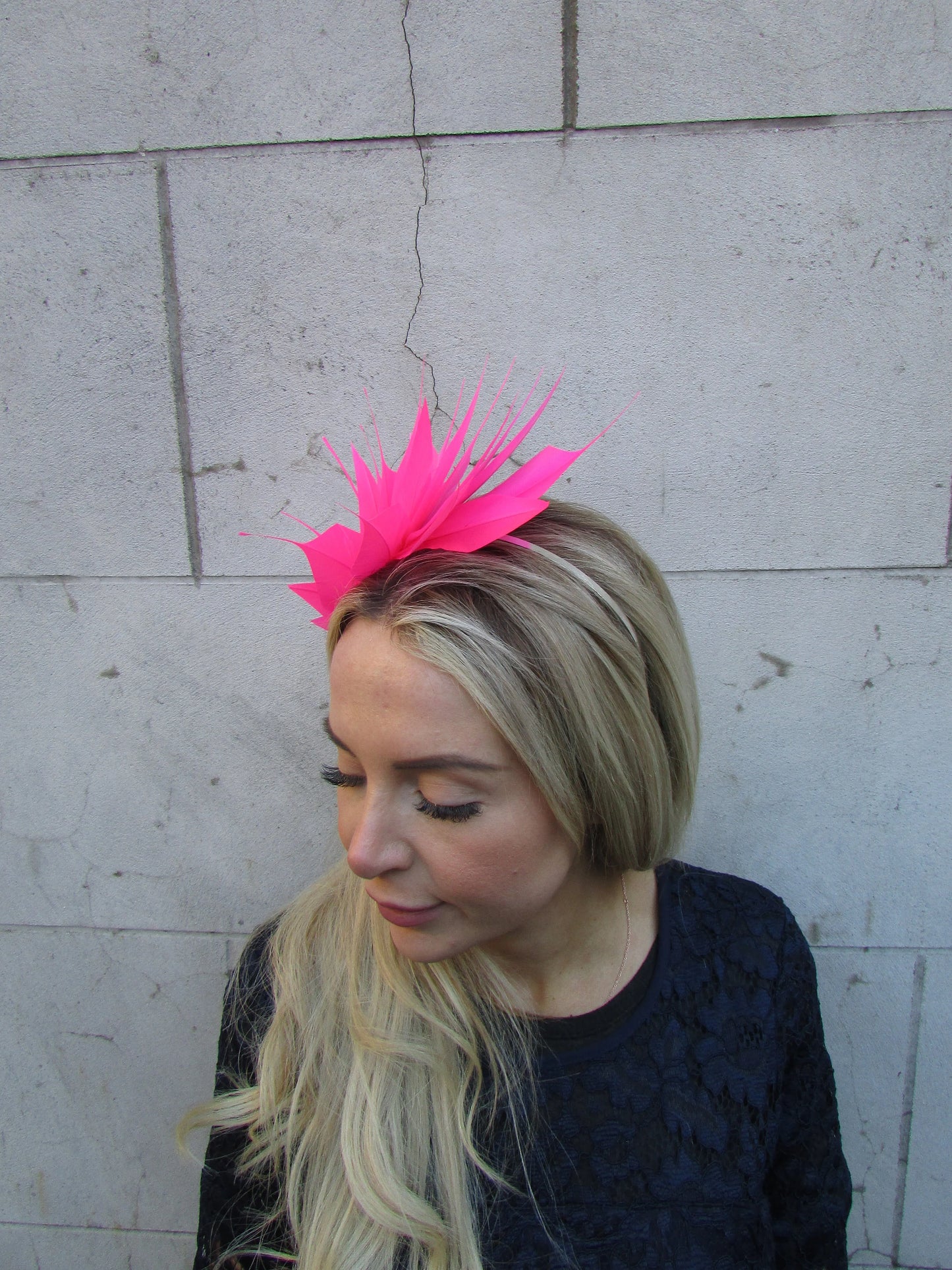 Bright Hot Pink Feather Fascinator