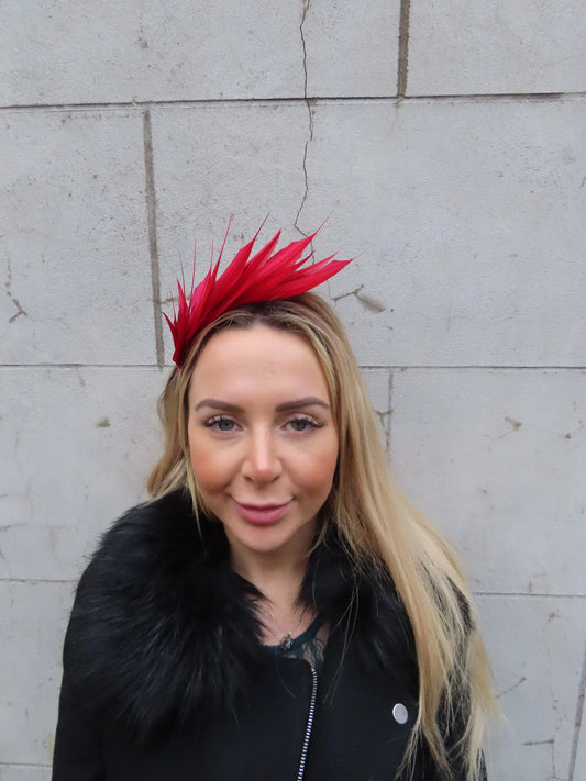 Claret Burgundy Red Feather Fascinator