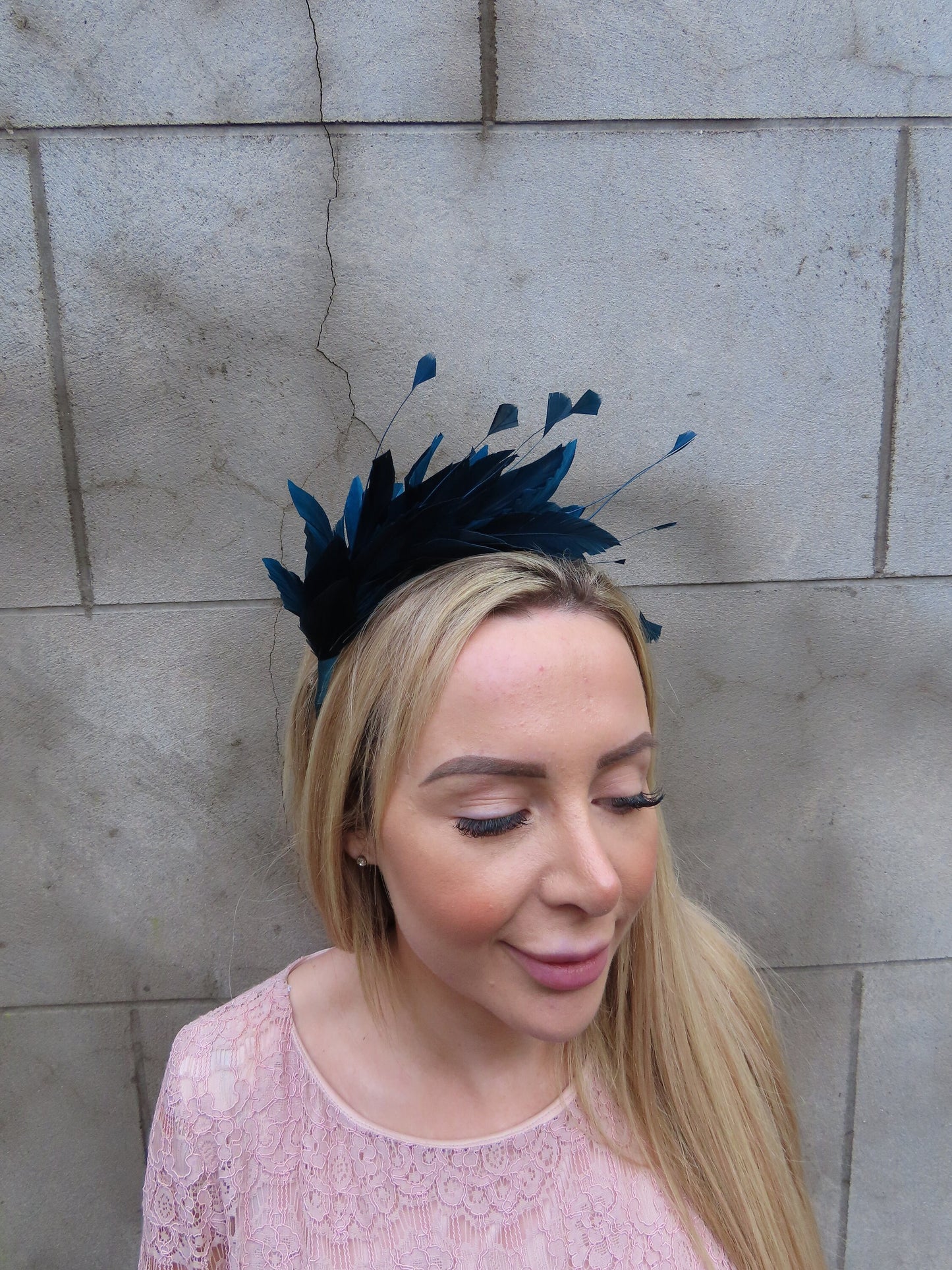 Dark Teal Feather Headpiece