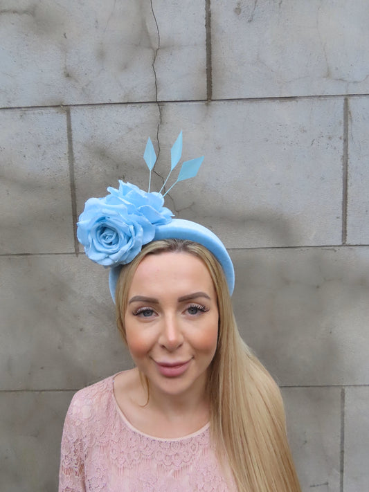 Duck Egg Light Blue Flower Fascinator