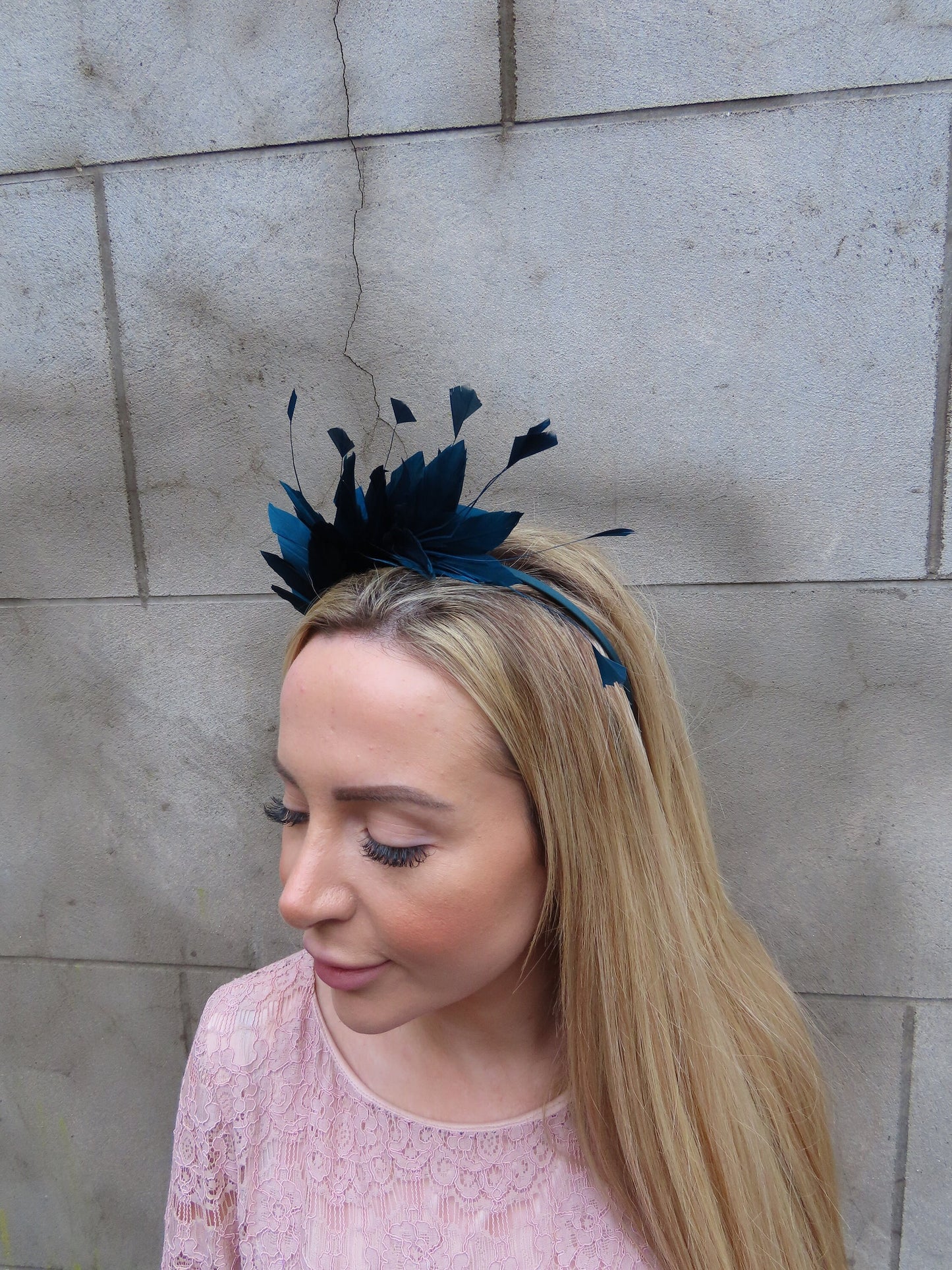 Dark Teal Feather Headpiece