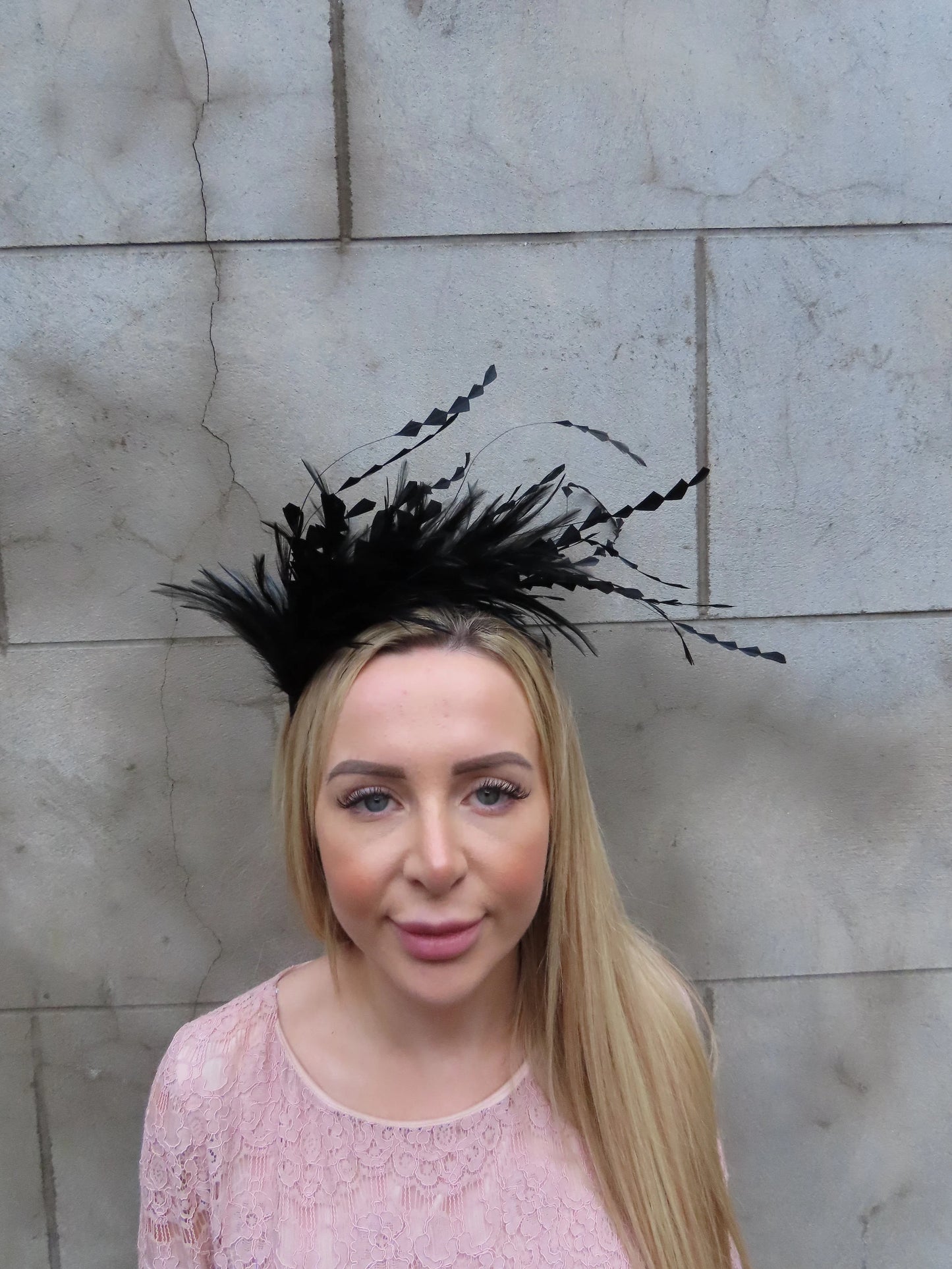 Black Feather Fascinator Large