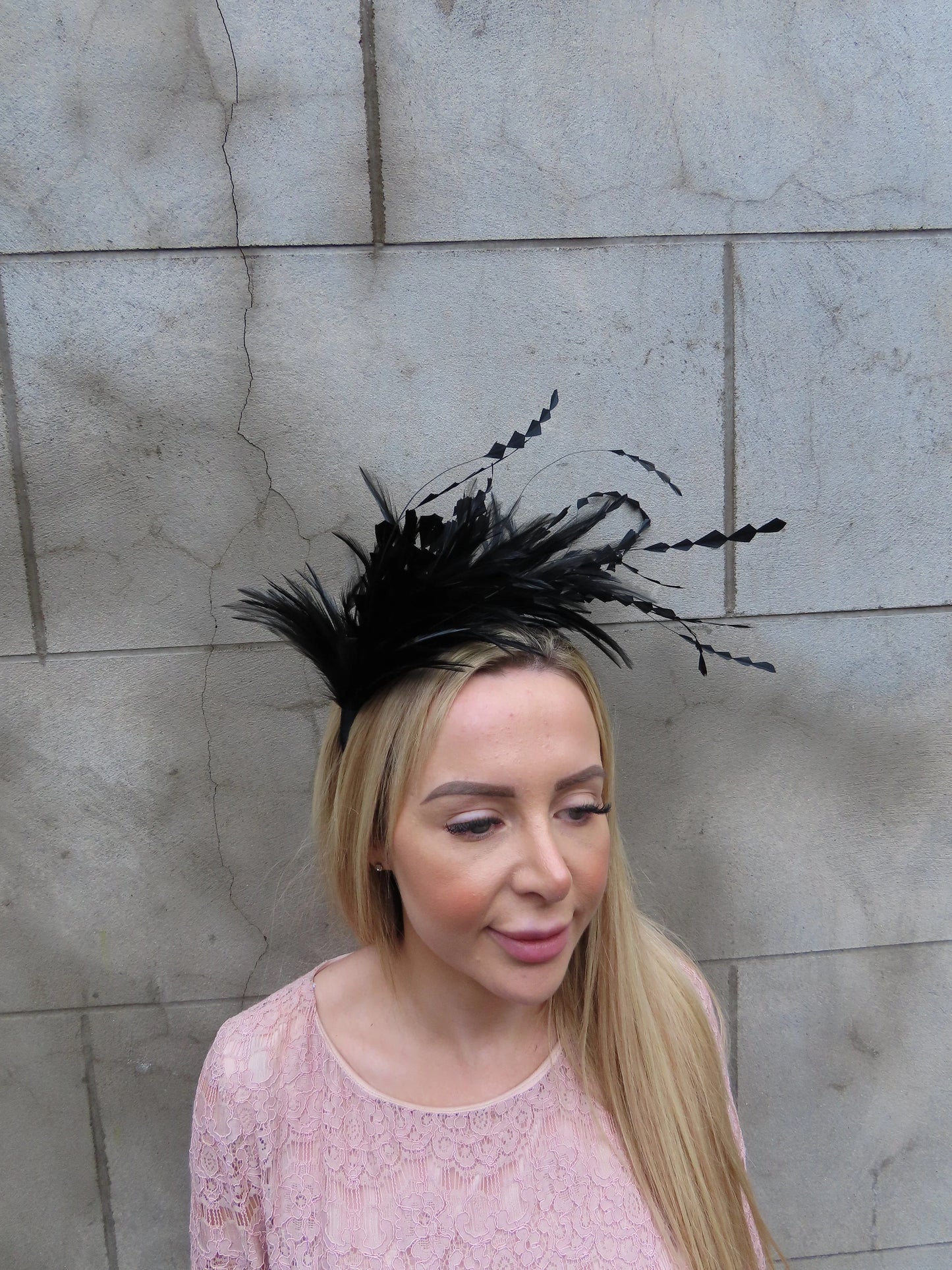 Black Feather Fascinator Large