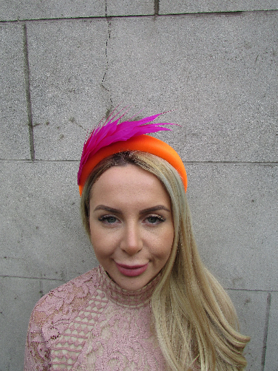 Orange & Pink Padded Fascinator