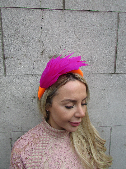 Orange & Pink Padded Fascinator